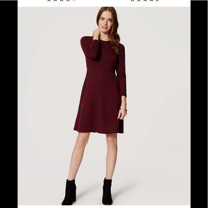 Loft crimson floral long sleeves black & red dress 00